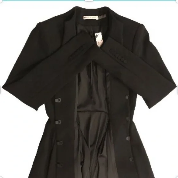 ALICE+OLIVIA new Alcina Black High-Low Tailored Pleated Luxury Dress Trench Coat - Picture 11 of 17